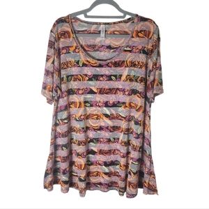 Lularoe large floral stripe mixed print scoop neck swing top